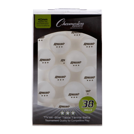 Champion Sports 3STR6WH 3-STAR Tournament Table Tennis Balls White, Pack of 6