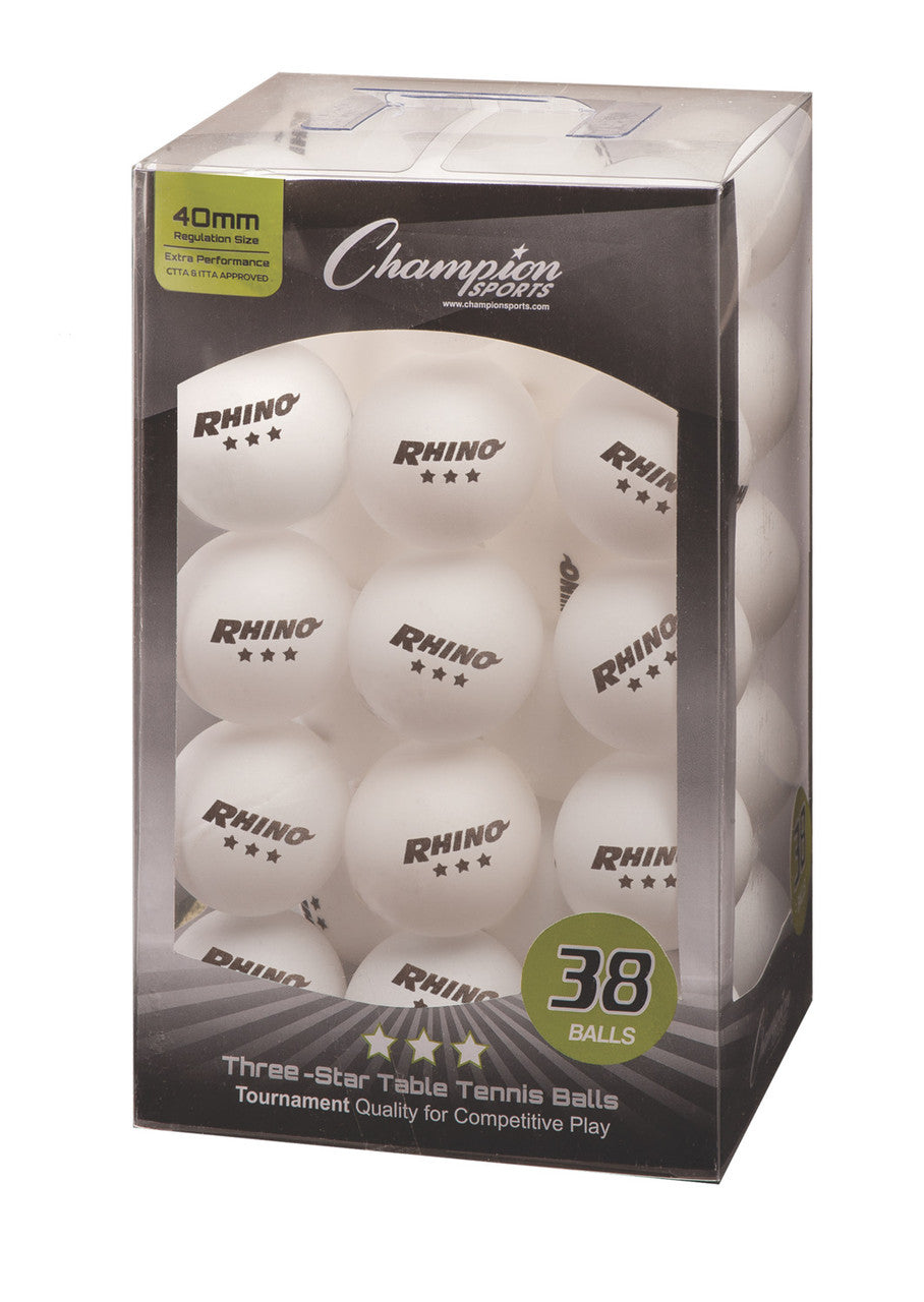 Champion Sports 3-STAR TOURNAMENT TABLE TENNIS BALLS WHITE, PACK OF 6