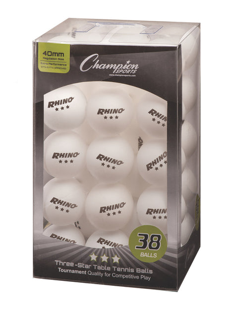 Champion Sports 3STR6WH 3-STAR Tournament Table Tennis Balls White, Pack of 6