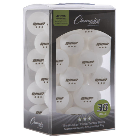 Champion Sports 3STR6WH 3-STAR Tournament Table Tennis Balls White, Pack of 6
