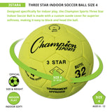 Champion Sports 3 STAR INDOOR SOCCER BALL SIZE 4