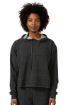 Royal Apparel 40175 Women's Triblend French Terry Pullover Crop Hoodie - Tri Onyx