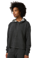 Royal Apparel 40175 Women's Triblend French Terry Pullover Crop Hoodie - Tri Onyx