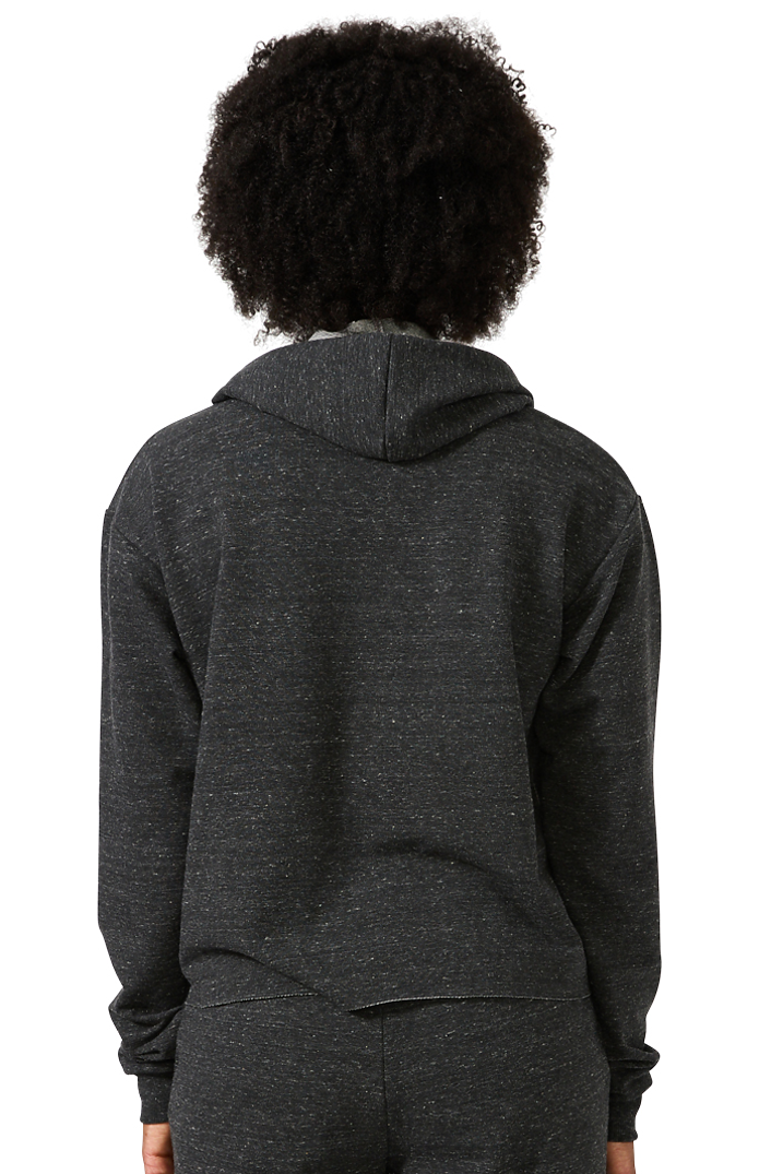 Royal Apparel 40175 Women's Triblend French Terry Pullover Crop Hoodie - Tri Onyx