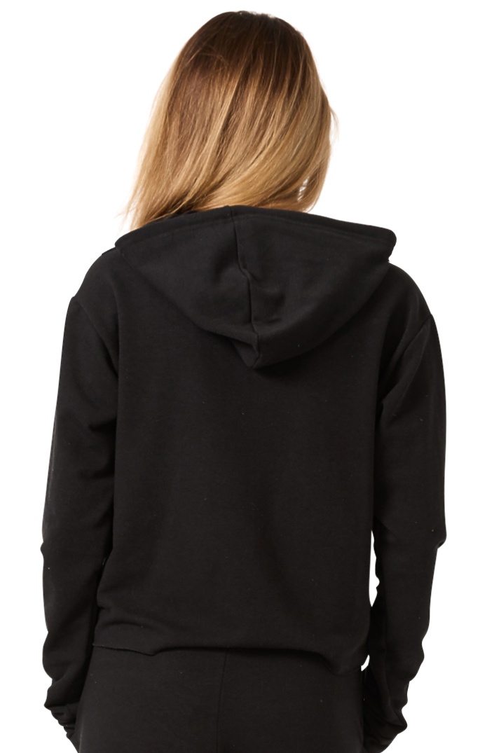 Royal Apparel 40175 Women's Triblend French Terry Pullover Crop Hoodie - Tri Black