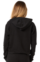 Royal Apparel 40175 Women's Triblend French Terry Pullover Crop Hoodie - Tri Black