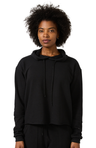 Royal Apparel 40175 Women's Triblend French Terry Pullover Crop Hoodie - Tri Black