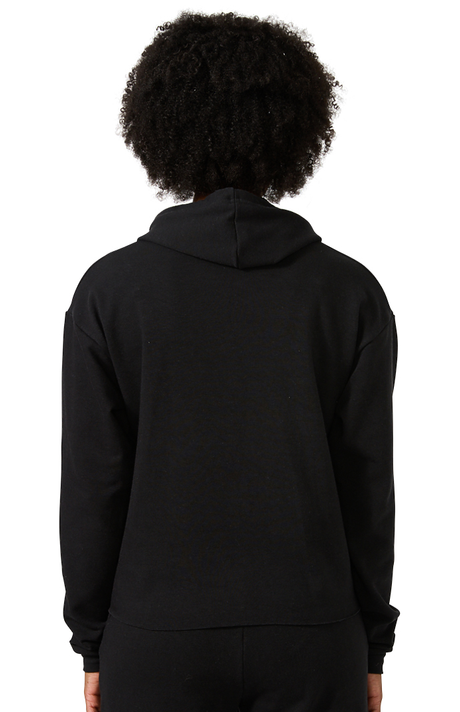 Royal Apparel 40175 Women's Triblend French Terry Pullover Crop Hoodie - Tri Black