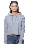 Royal Apparel 40175 Women's Triblend French Terry Pullover Crop Hoodie - Tri Vintage Grey
