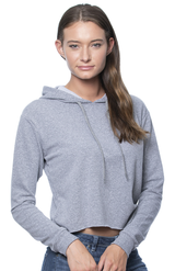 Royal Apparel 40175 Women's Triblend French Terry Pullover Crop Hoodie - Tri Vintage Grey