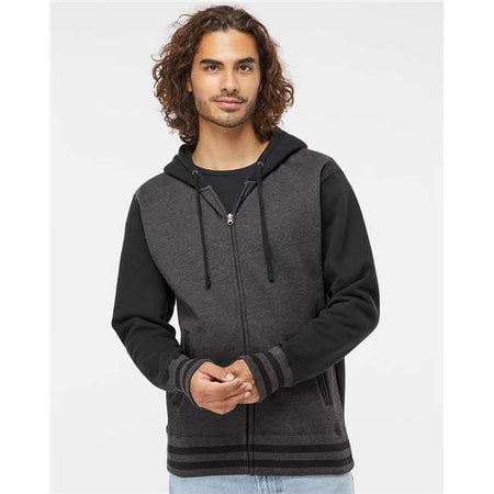 Independent Trading Co. Heavyweight Varsity Full-Zip Hooded Sweatshirt - Independent Trading Co. IND45UVZ Independent Trading Co. Charcoal Heather/ Black XS