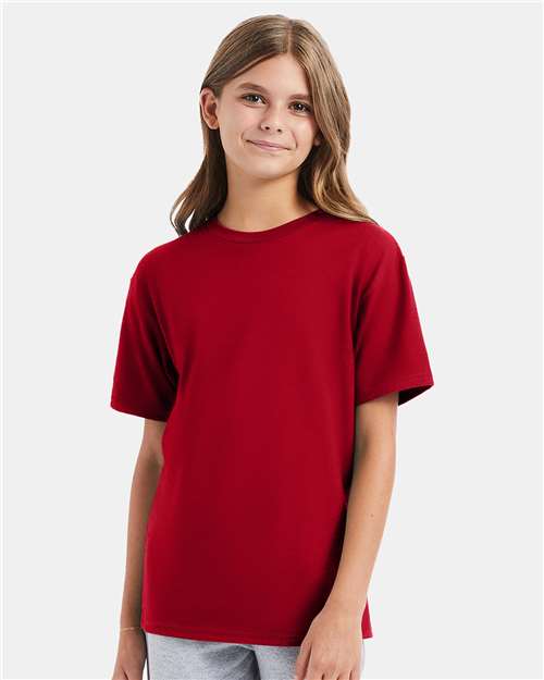 Hanes Perfect-T Youth T-Shirt - Hanes 498Y Hanes Deep Red XS