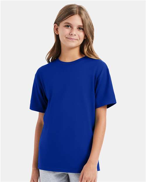 Hanes Perfect-T Youth T-Shirt - Hanes 498Y Hanes Deep Royal XS