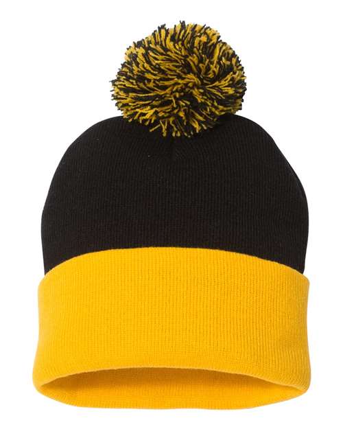 Sportsman 12" Pom-Pom Cuffed Beanie - Sportsman SP15 Sportsman Black/ Gold One Size