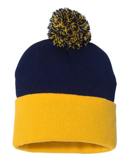 Sportsman 12" Pom-Pom Cuffed Beanie - Sportsman SP15 Sportsman Navy/ Gold One Size