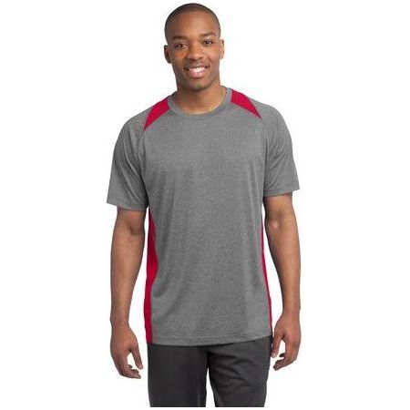 Mens Heather Colorblock Contender Tee DRI-EQUIP X-Small Vintage Heather/True Red