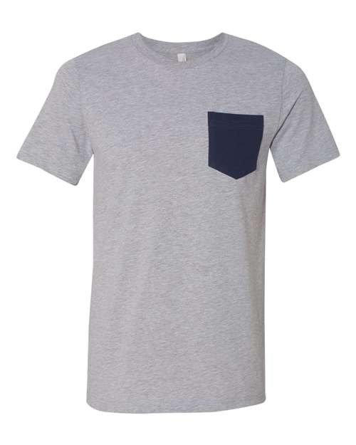 BELLA + CANVAS Jersey Pocket Tee - BELLA + CANVAS 3021 BELLA + CANVAS Athletic Heather/ Navy S