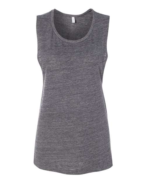 BELLA + CANVAS Women's Flowy Scoop Muscle Tank - Asphalt Slub - BELLA + CANVAS 8803 BELLA + CANVAS Asphalt Slub S