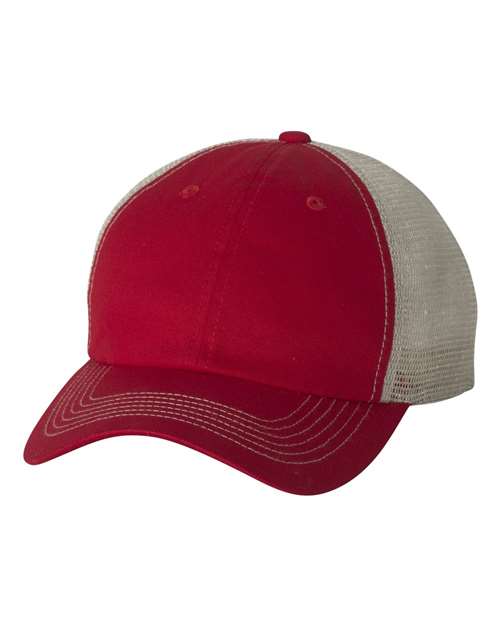 Valucap Contrast-Stitch Mesh-Back Cap - Valucap 3100 Valucap Red/ Stone Adjustable