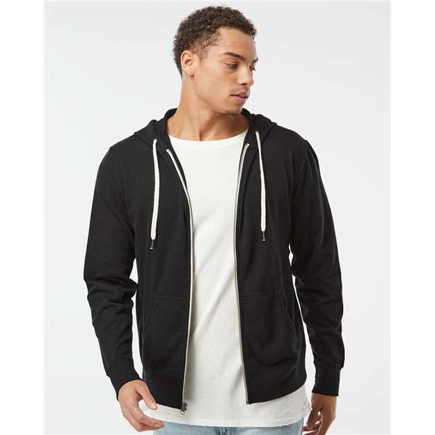 Independent Trading Co. Heathered French Terry Full-Zip Hooded Sweatshirt - Independent Trading Co. PRM90HTZ Independent Trading Co. Black XS