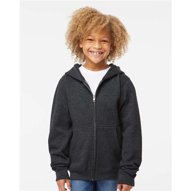 Independent Trading Co. Youth Midweight Full-Zip Hooded Sweatshirt - Independent Trading Co. SS4001YZ Independent Trading Co. Charcoal Heather S