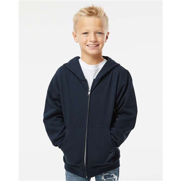 Independent Trading Co. Youth Midweight Full-Zip Hooded Sweatshirt - Independent Trading Co. SS4001YZ Independent Trading Co. Navy S