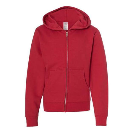 Independent Trading Co. Youth Midweight Full-Zip Hooded Sweatshirt - Independent Trading Co. SS4001YZ Independent Trading Co. Red S