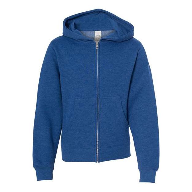 Independent Trading Co. Youth Midweight Full-Zip Hooded Sweatshirt - Independent Trading Co. SS4001YZ Independent Trading Co. Royal Heather S