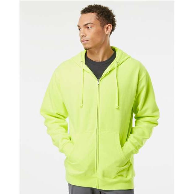 Independent Trading Co. Midweight Full-Zip Hooded Sweatshirt - Safety Yellow - Independent Trading Co. SS4500Z Independent Trading Co. Safety Yellow XS