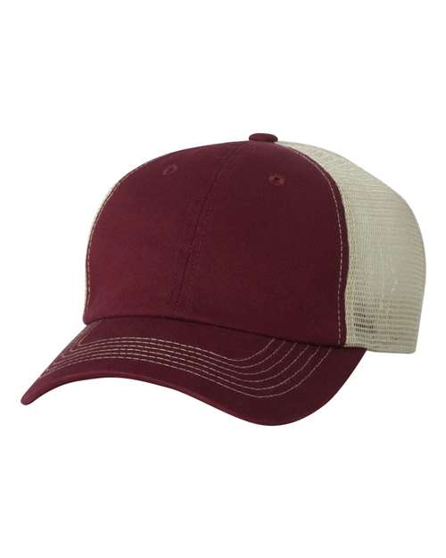 Valucap Contrast-Stitch Mesh-Back Cap - Valucap 3100 Valucap Maroon/ Stone Adjustable