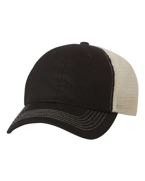 Valucap Contrast-Stitch Mesh-Back Cap - Valucap 3100 Valucap Black/ Stone Adjustable