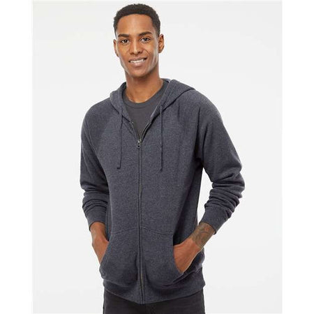 Independent Trading Co. Special Blend Raglan Full-Zip Hooded Sweatshirt - Independent Trading Co. PRM33SBZ Independent Trading Co. Midnight Navy XS