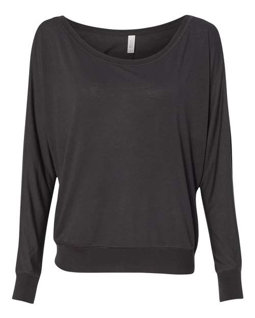 BELLA + CANVAS Women’s Flowy Off Shoulder Long Sleeve Tee - BELLA + CANVAS 8850 BELLA + CANVAS Dark Grey S