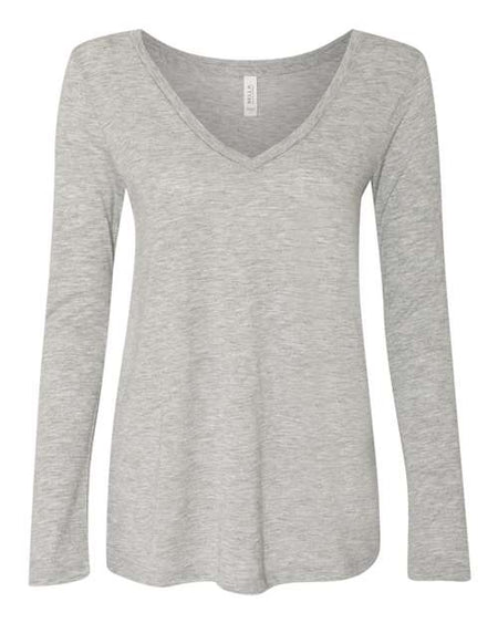 BELLA + CANVAS Women's Flowy Long Sleeve V-Neck Tee - BELLA + CANVAS 8855 BELLA + CANVAS Athletic Heather S