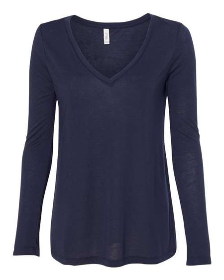 BELLA + CANVAS Women's Flowy Long Sleeve V-Neck Tee - BELLA + CANVAS 8855 BELLA + CANVAS Midnight S