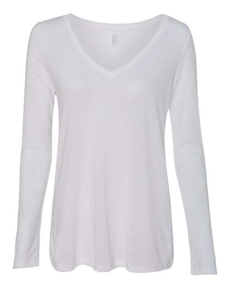 BELLA + CANVAS Women's Flowy Long Sleeve V-Neck Tee - BELLA + CANVAS 8855 BELLA + CANVAS White S