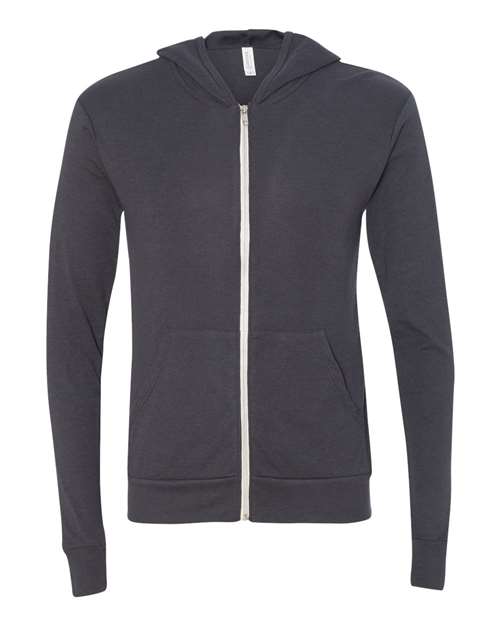 BELLA + CANVAS Triblend Lightweight Full-Zip Hooded Long Sleeve Tee - BELLA + CANVAS 3939 BELLA + CANVAS Solid Dark Grey Triblend XS