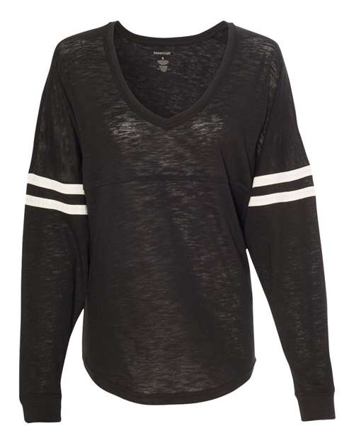 Boxercraft Women’s Slub Jersey Varsitee V-Neck Long Sleeve T-Shirt - Boxercraft T17