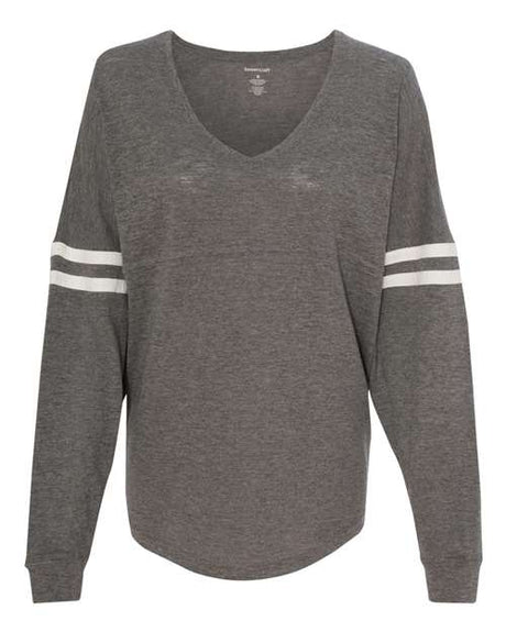 Boxercraft Women’s Slub Jersey Varsitee V-Neck Long Sleeve T-Shirt - Boxercraft T17