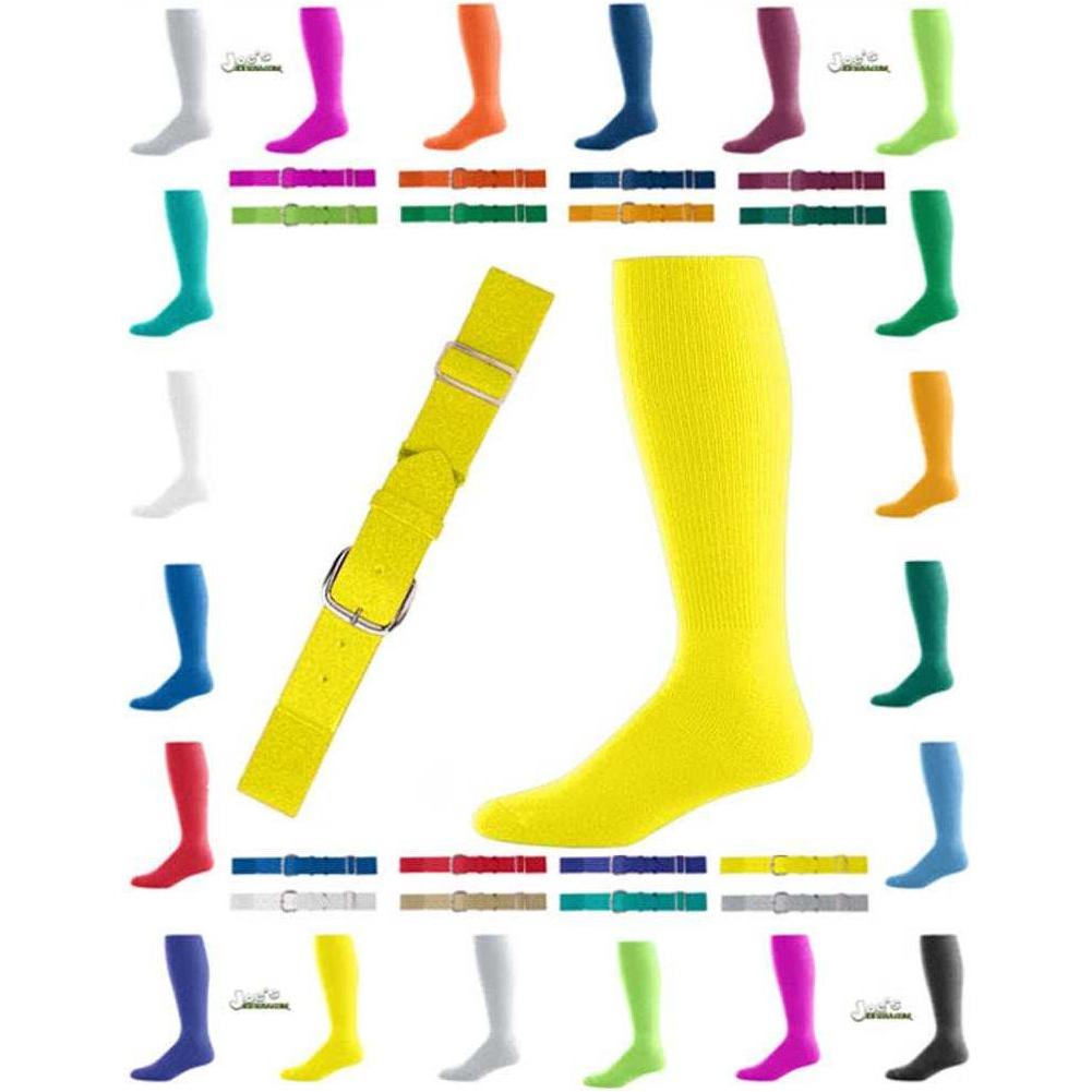 Adult Baseball Belt And Sock Combo - Neon Yellow Joe's USA Adult Baseball Belt And Sock Combos