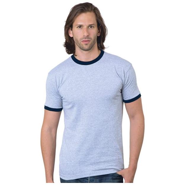 Bayside Men's USA-Made Ringer T-Shirt - Bayside 1800 Bayside Charcoal/ Black S