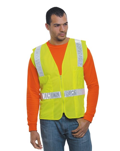 Bayside USA-Made ANSI Surveyor's Vest Class 2 - Bayside 3788 Bayside Lime Green M