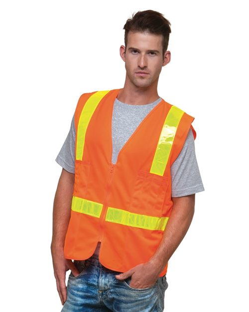 Bayside USA-Made ANSI Solid Surveyor's Vest Class 2 - Bayside 3786 Bayside Orange M