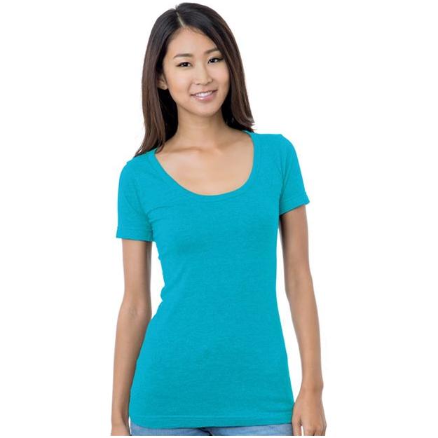 Bayside Women's USA-Made Scoop Neck T-Shirt - Bayside 3405 Bayside Black XS