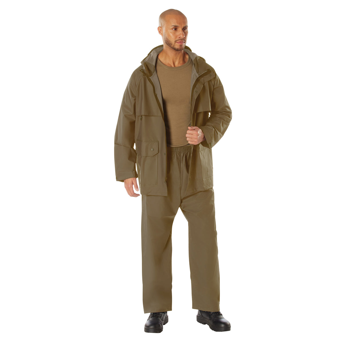 Rothco 2 Piece Microlite PVC Rainsuit Coyote Brown Size L
