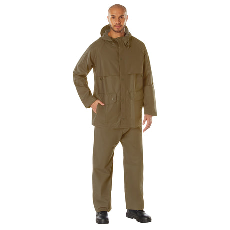 Rothco 2 Piece Microlite PVC Rainsuit Coyote Brown Size XL