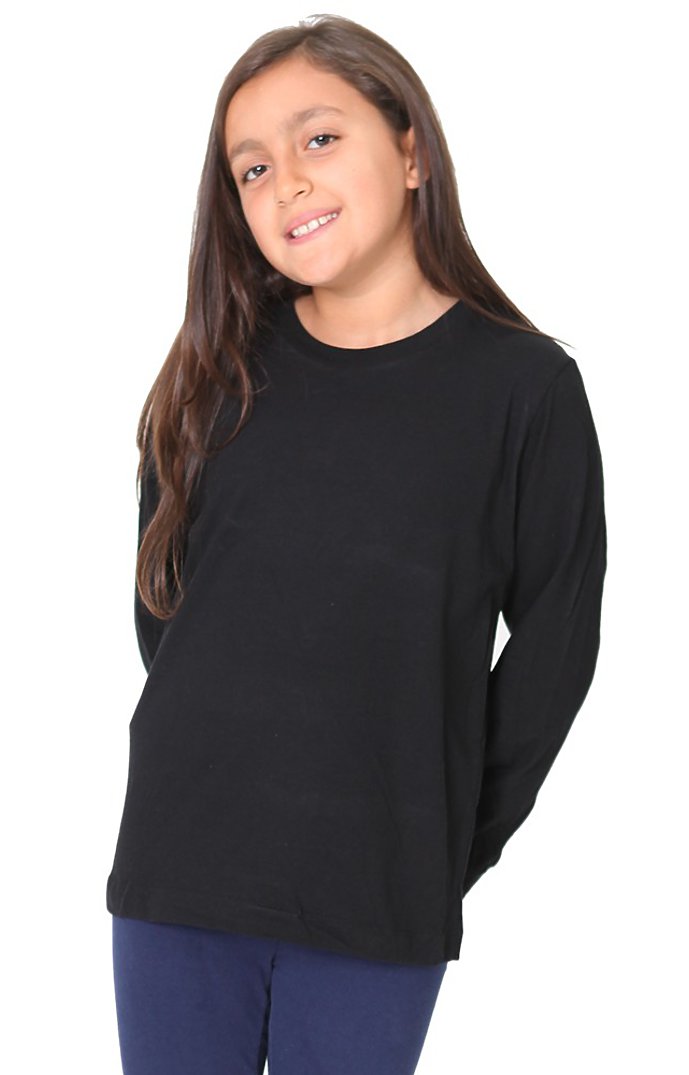 Royal Apparel 5022 Youth Long Sleeve Crew Tee - Black