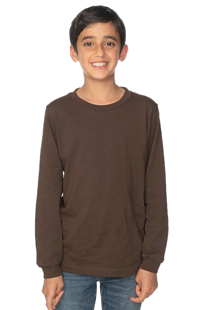 Royal Apparel 5022 Youth Long Sleeve Crew Tee - Chocolate