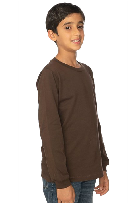 Royal Apparel 5022 Youth Long Sleeve Crew Tee - Chocolate