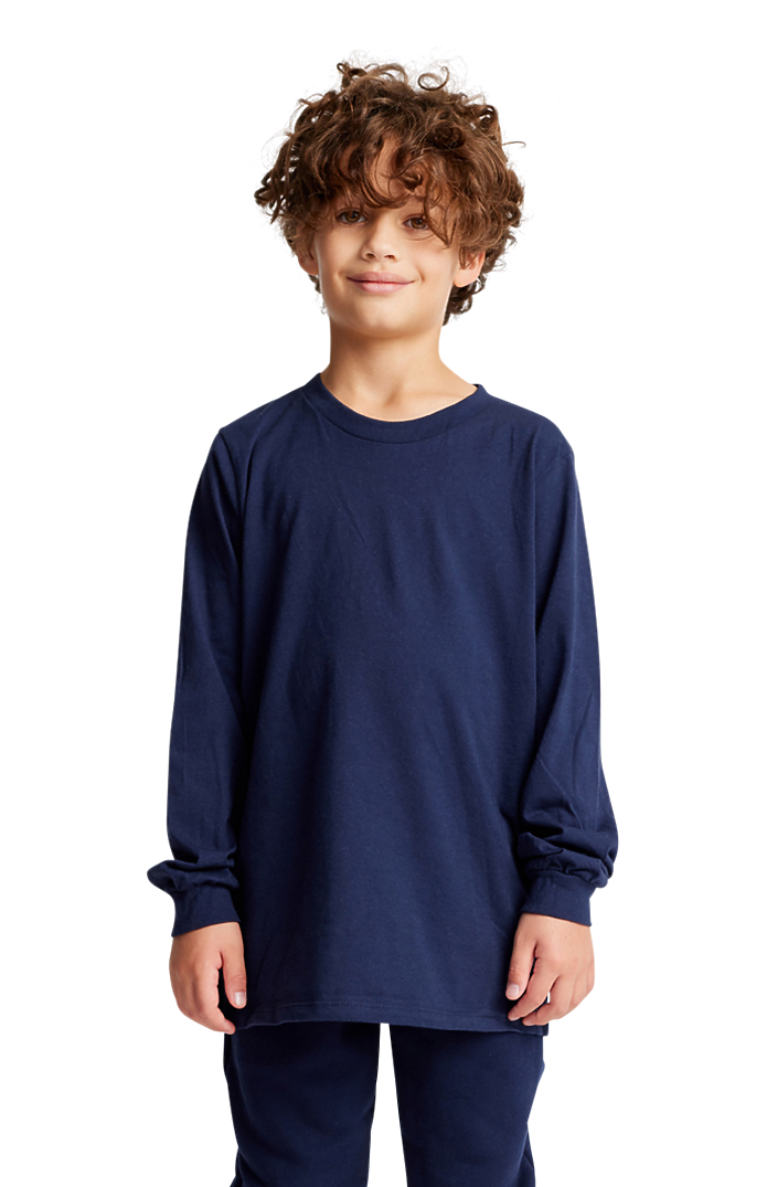 Royal Apparel 5022 Youth Long Sleeve Crew Tee - Navy